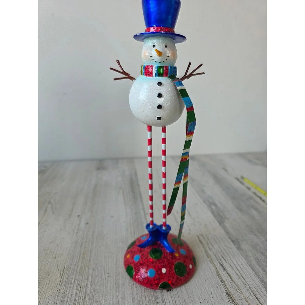 Vintage Pacific rim glitter snowman candle holder RARE Xmas decor sparkle‎
